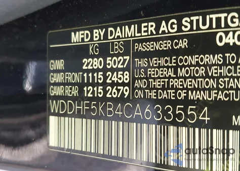 2012 Mercedes-Benz E 350 from USA, damaged, VIN WDDHF5KB4CA633554